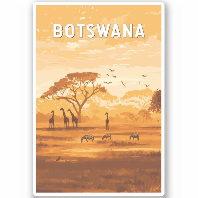 Sticker Botswana Illustration Travel Art Vintage (Devant)