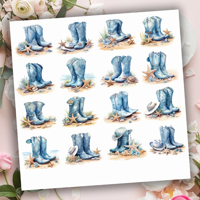 Sticker Bottes de cowgirl bleu clair (Créateur téléchargé)