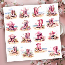 Bottes de cowgirl roses sur la plage