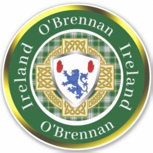 Sticker Bouclier irlandais O'Brennan & Croix celte personn