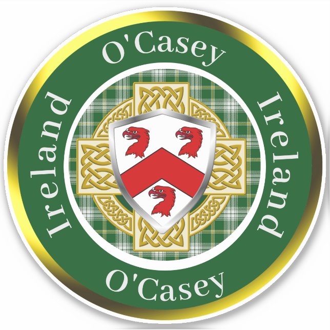 Sticker Bouclier irlandais O'Casey/Croix celtique personna (Devant)