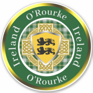 Sticker Bouclier irlandais O'Rourke/Croix celtique personn