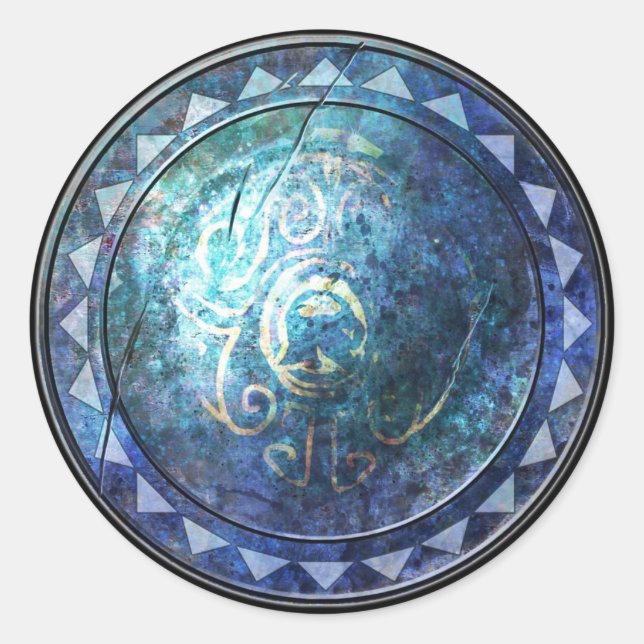 Sticker Bouclier rond - Emblème Soleil bleu (Devant)