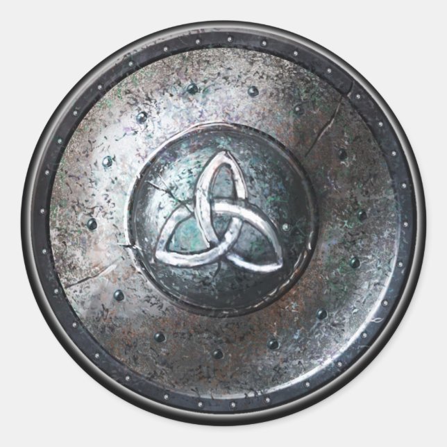 Sticker Bouclier rond - Emblème Triquetra Celtique (Devant)