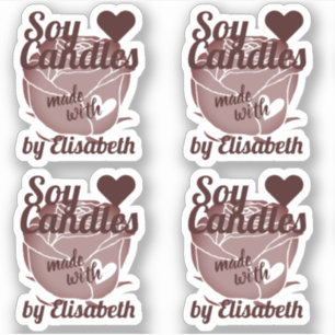 Sticker Bougies à la fève de soja "Rose rouge foncé" fabri