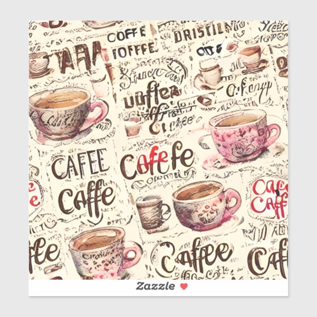 Sticker Boulangerie de café affaires café motif autocollan (Feuille)