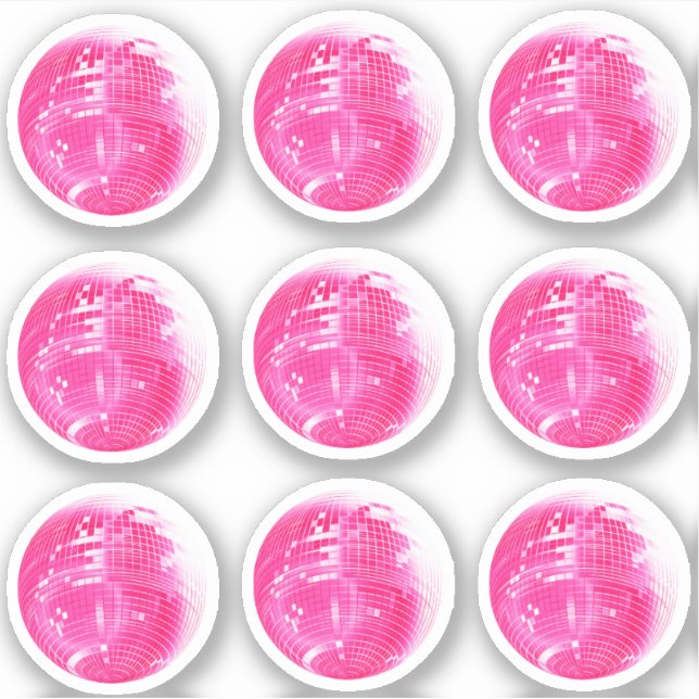 Sticker Boule à facettes rose mignonne Set de 9 autocollan (Devant)