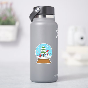 Sticker Boule à neige avec bonhomme de neige cardinal et p