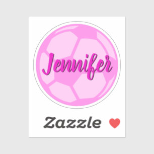 Sticker Boule de soccer rose Nom personnalisé
