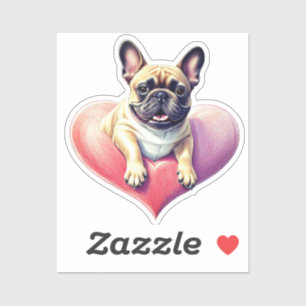 Sticker Bouledogue français coeur fête des mères