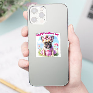 Sticker Bouledogue français Fleurs Bouledogue français