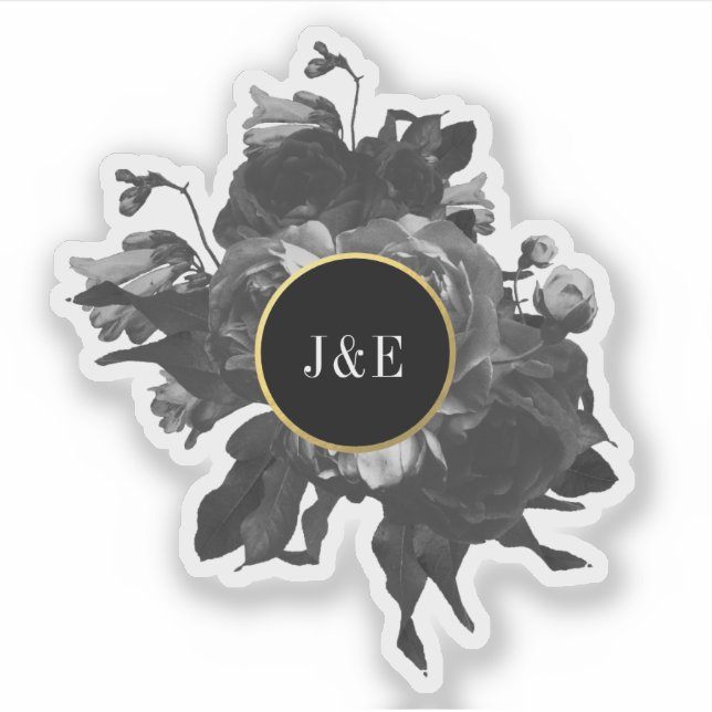 Sticker Bouquet Black Gold Rose (Devant)
