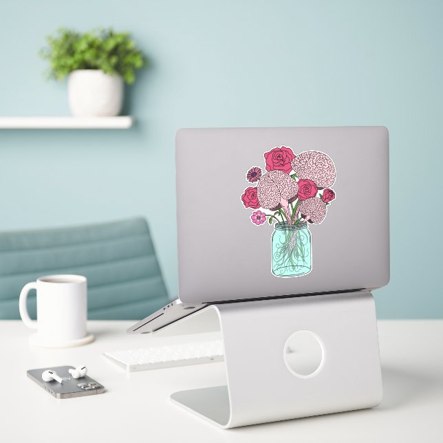 Sticker Bouquet de fleurs cérébrales (Ordinateur portable sur le bureau)