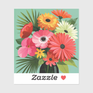 Sticker Bouquet de fleurs de marguerite coloré du milieu d