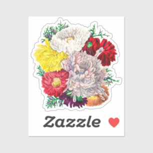Sticker Bouquet de fleurs sauvages botaniques vintage vibr