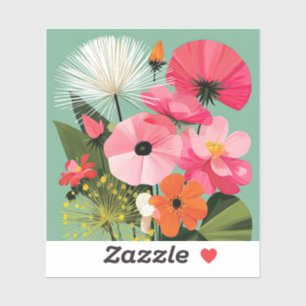 Sticker Bouquet de fleurs sauvages coloré de style moderne