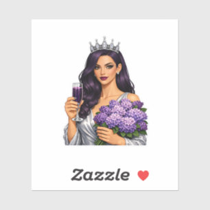Sticker Bouquet de lilas de la Reine Royal Violet & Bâton