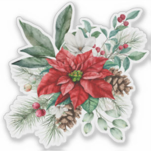 Sticker Bouquet de Noël Poinsettia