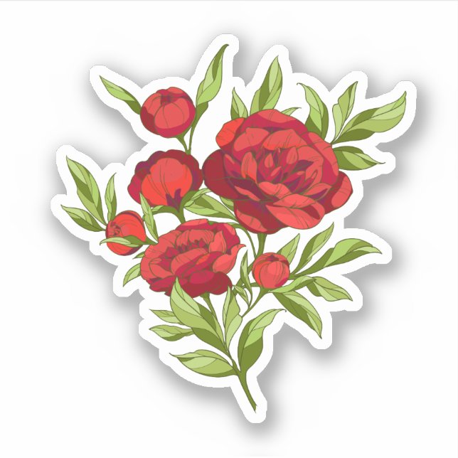 Sticker Bouquet de pivoines rouges (Devant)