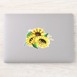 Sticker Bouquet de tournesol jaune en aquarelle