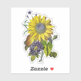 Sticker Bouquet de tournesols jaunes élégants vintage