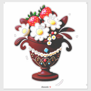 Sticker Bouquet de vase en chocolat élégant avec des frais