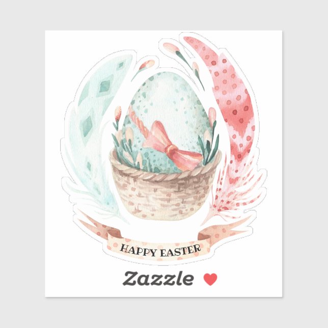 Sticker Bouquet d'oeufs et de plumes de Pâques (Feuille)