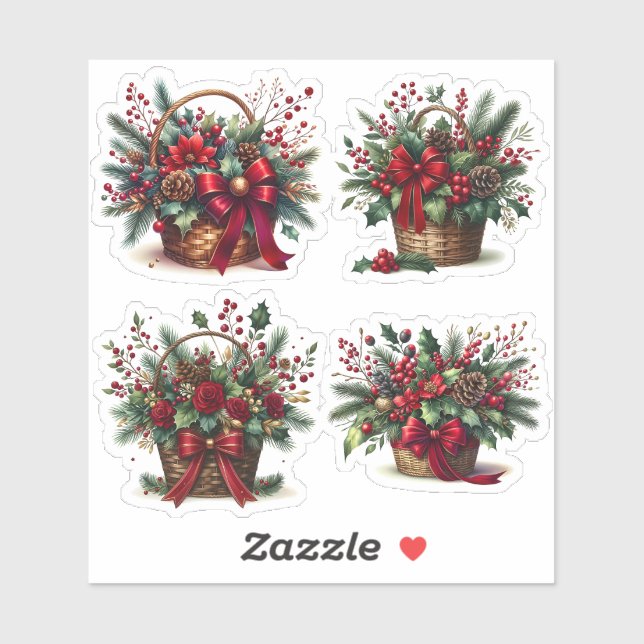 Sticker Bouquet in a festive holiday basket (Feuille)
