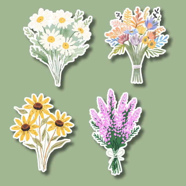 Sticker Bouquets de fleurs d'aquarelle étanche (Créateur téléchargé)