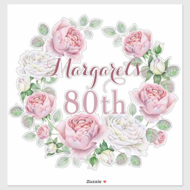 Sticker Bourgogne Pink Country Rose Floral 80e anniversair (Feuille)