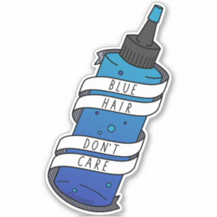 Sticker Bouteille de colorant bleu pour les cheveux ne se
