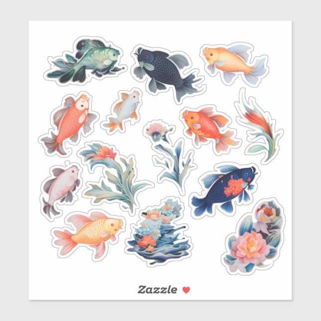 Sticker Bouteille de poisson d'aquarelle (Feuille)