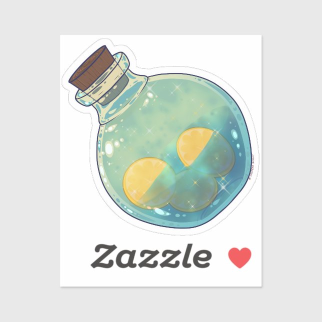 Sticker Bouteille de potion - Mousse de citron (Feuille)
