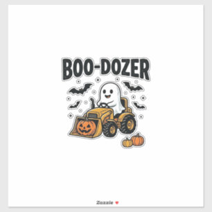 Sticker Bouteur fantôme Halloween Boo-Dozer Design_1