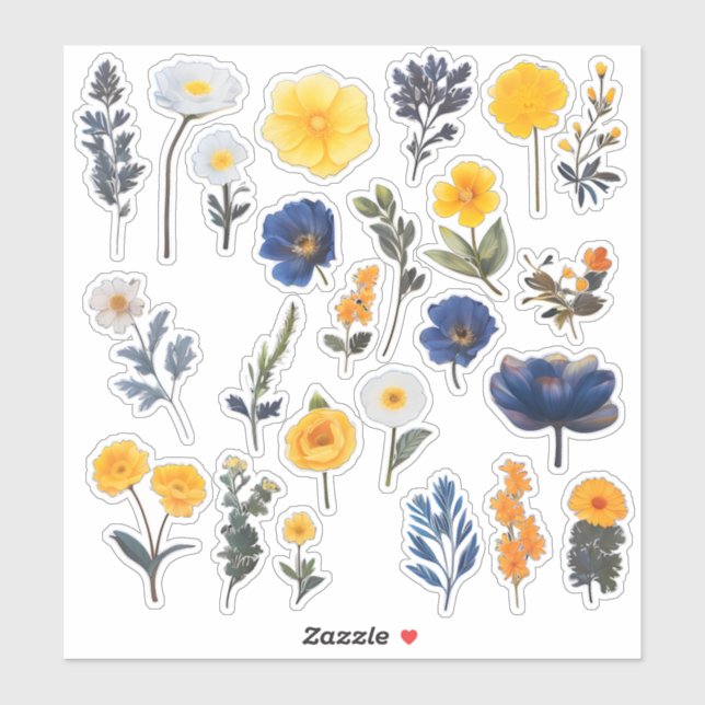 Sticker Boutique à fleurs d'aquarelle (Feuille)