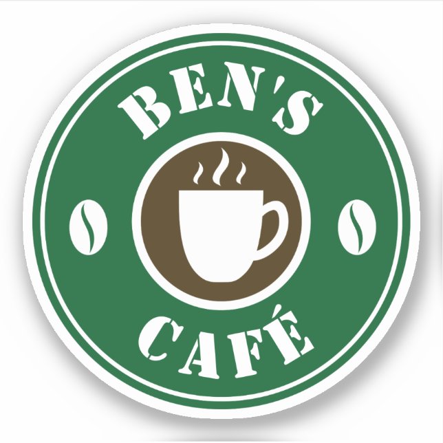 Sticker Boutique de café personnalisé logo commercial stic (Devant)