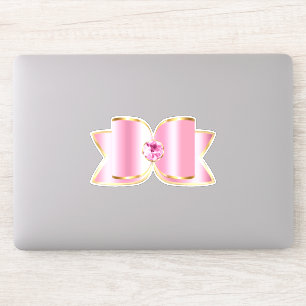 Sticker Bow en verre rose avec pierre centrale