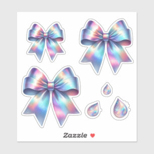 Sticker Bow irée Iridescente avec des gouttes d'eau