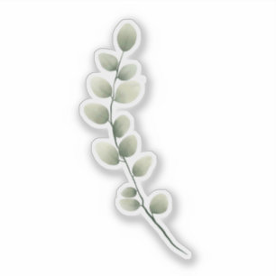 Sticker Branche avec Feuilles vert clair en style aquarell