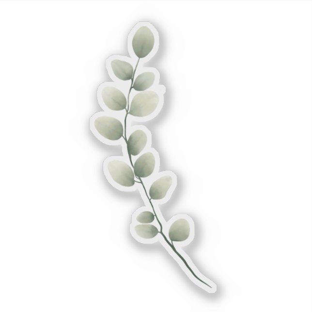 Sticker Branche avec Feuilles vert clair en style aquarell (Devant)