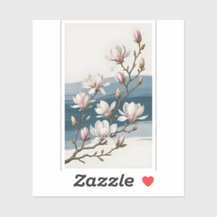 Sticker Branches de fleurs de magnolia blanc élégant pince