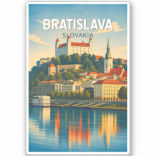 Sticker Bratislava Slovaquie Illustration Voyage Art Rétro