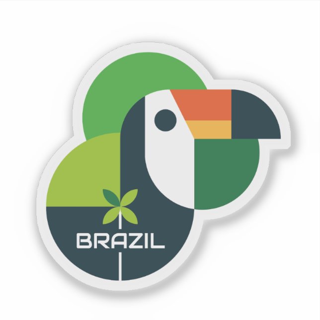 Sticker Brazilian Bird Geometric Toucan Personalized Art (Devant)