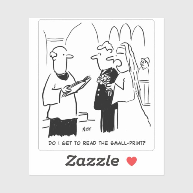 Sticker Bride et petit Mariage d'impression Vows Cartoon. (Feuille)