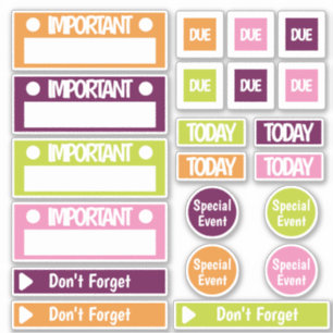 Sticker Bright Important Rappel Planificateur