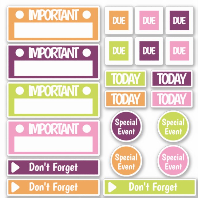Sticker Bright Important Rappel Planificateur (Devant)