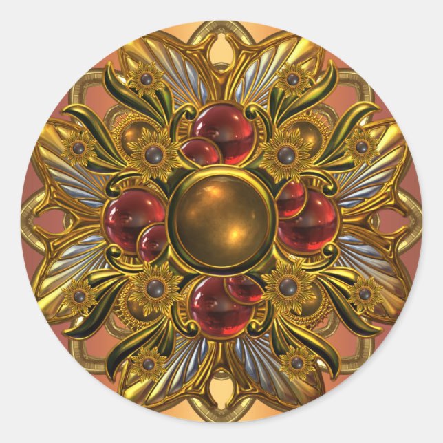 Sticker Bright Red Gold Jewel (Devant)