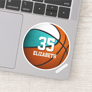 Sticker Bright turquoise filles blanches basketball