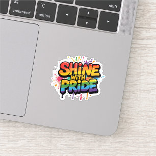 Sticker Brillez avec fierté – Citation arc-en-ciel colorée