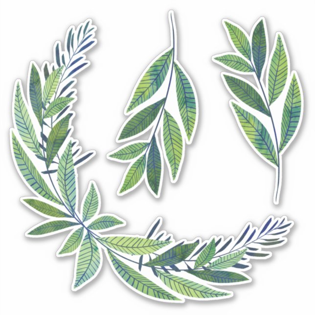 Sticker Brindilles bleues et vertes (Devant)